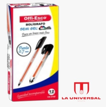 Caja de Bolígrafos Offi-Esco Semi Gel (Punta 0.7 mm) - Caja x 12 unidades TINTA NEGRA